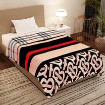 Finley 300 GSM Beige & Black Graphic Single Size Blanket