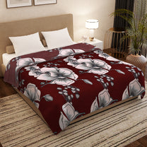 Finley 300 GSM Maroon Floral Double Size Blanket