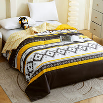 240 GSM Black Aztec Boho Microfiber Reversible Double Comforter