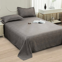 Story@home 240 TC Brown Criss Cross Double Size Bedsheet With 2 Pillow Covers