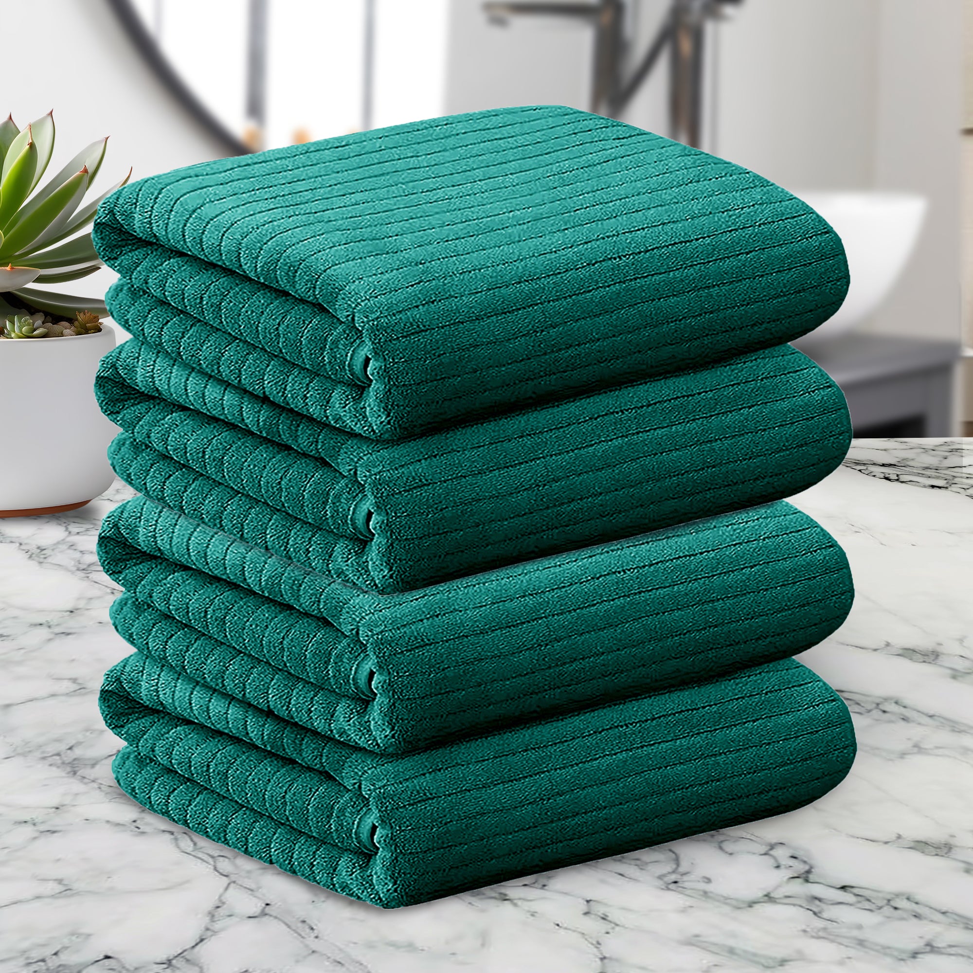 Story Home 4 Units Microfiber Hand Towels Green StoryAtHome