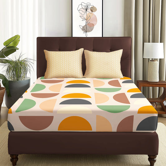 Arena 186 TC Cream Double Size Bedsheet With 2 Pillow Cover