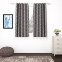 2 Pcs Blackout Foil Grey & Silver Criss Cross Window/Door/Long Door Curtains