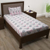 Sparkle 144 TC 100% Cotton Grey & Pink Single Bedsheet Combo | Set of 2 |