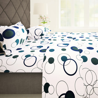 Metro 186 TC Cotton Blue Printed Bedsheet