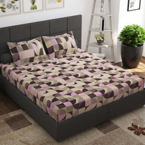 Ventura 144 TC 100% Cotton Abstract Brown Double Bedsheet