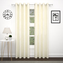 PAVO 1 Pcs Cream Jacquard Blackout Door Curtains, 7 ft