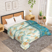 180 GSM Blue Abstract Microfiber Fusion Reversible Single Comforter