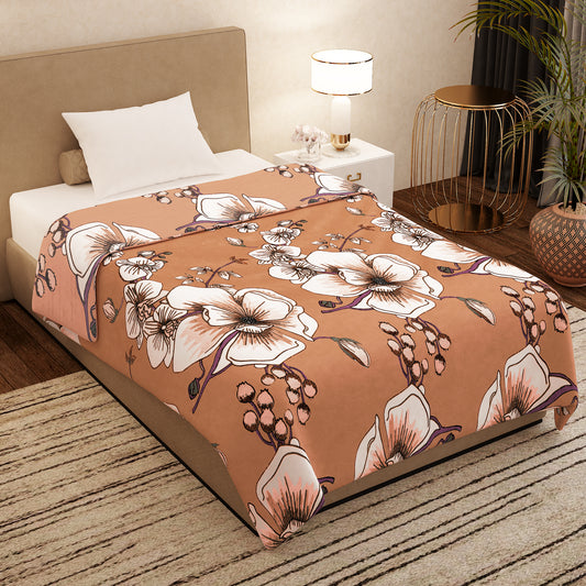 Finley 300 GSM Brown Floral Single Size Blanket