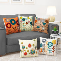 Story@Home Multicolor Artistic Floral Polyester 5 Units of Helio Cushion Covers