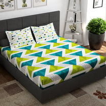 Ventura 144 TC 100% Cotton Green Double Abstract Bedsheet