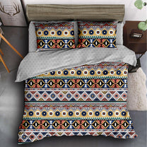 Boho Styled 240 TC Multicolor Geometric Double Size Bedsheet With 2 Pillow Covers