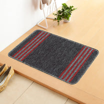 Story@Home 2 Pcs Black Stripes Nylon Anti Skid Doormat