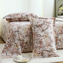 Metro Gold 190 TC Cotton Beige & Light Brown Double Bedsheet with Pillow Covers