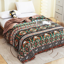 240 GSM Beige Aztec Boho Microfiber Reversible Double Comforter