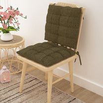 Story@Home 2 Pcs Soft Cotton Solid Pattern Chair Square Cushion Seat Pads Comfort & Support (14 Inch x 14 Inch, Olive Green)