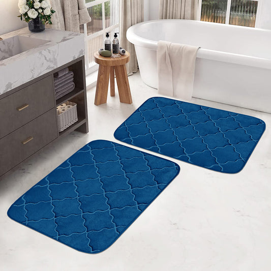 2 Units Encore Memory Foam Quatre Foil Peacock Blue Doormat