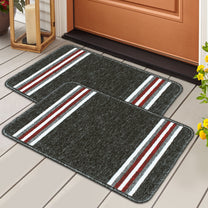 Story@Home 2 Pcs Black Stripes Nylon Anti Skid Doormat