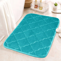 2 Units Encore Memory Foam Quatre Foil Cyan Blue Doormat