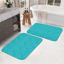 2 Units Encore Memory Foam Quatre Foil Cyan Blue Doormat