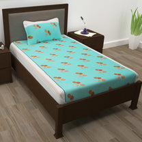 Sparkle 144 TC 100% Cotton Blue Single Bedsheet Combo | Set of 2 |