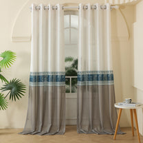 2 Pcs White & Ivory Sheer Window / Door / Semi Long Door/ Long Door Curtains