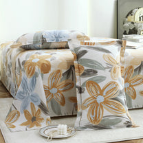 Metro Gold 190 TC Cotton White & Yellow Double Bedsheet with Pillow Covers