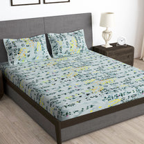 Arena 186 TC Grey Queen Size Fitted Bedsheet With 2 Pillow Cover