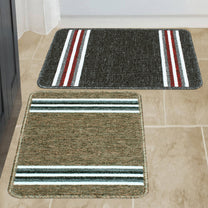 Story@Home Brown & Black Stripes Nylon Anti Skid Doormat