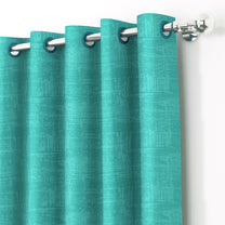 2 Pcs Cyan Grunge Blackout Emboss Faux Silk Room Darkening Window/Door/Long Door Curtains