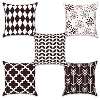 Story@Home Brown Abstract Polyester 5 units of Helio Cushion Covers