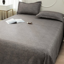 Story@home 240 TC Brown Criss Cross Double Size Bedsheet With 2 Pillow Covers