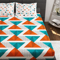 Ventura 144 TC 100% Cotton Orange Abstract Double Bedsheet