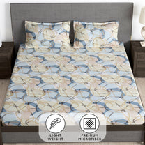 Story@Home 2 Pcs Arena Microfiber Double Bedsheets Combo With 4 Pillow Covers - Grey & Cream