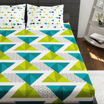 Ventura 144 TC 100% Cotton Green Double Abstract Bedsheet