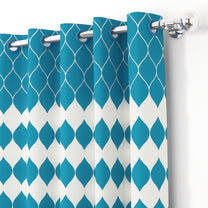 2 Pcs Blue Nature Abstract Polyester Door Curtains