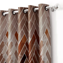 2 Pcs Brown Nature Abstract Print Polyester Window & Door Curtains