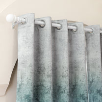 2 Pcs Mint Green and Light Grey Abstract  Digital Faux Silk Medium room Darkening Window | Door | Long Door Curtains