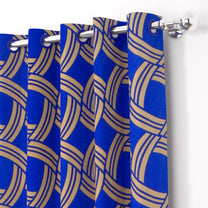 2 Pcs Blue Nature Abstract Print Polyester Window / Door Curtains