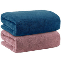 Story@Home Navy Blue & Peach 2 Units Microfiber Bath Towels For Men, Women & Kids