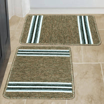 Story@Home 2 Pcs Brown Stripes Nylon Anti Skid Doormat