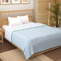 Super Soft Cambric Cotton White & Light Blue Geometric Double Dohar