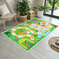 Story@Home Green Zoo Animals Design Printed Carpet With Anti-Skid Back For Kids