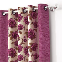 2 Pcs Pink Nature Floral Print Polyester Window and Door Curtains