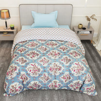 180 GSM Cream Floral  Microfiber Fusion Reversible Double / Single Comforter