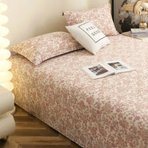 Story@home 300 TC Air Cotton Microfiber Light Purple & Off White King Size Floral Bedsheet with 2 Pillow Covers