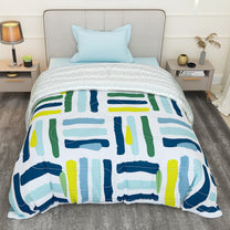180 GSM White Abstract Microfiber Fusion Reversible Single Comforter