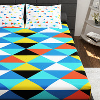 Ventura 144 TC 100% Cotton Multicolor Abstract Double Bedsheet