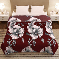 Finley 300 GSM Maroon Floral Double Size Blanket