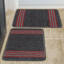 Story@Home 2 Pcs Black Stripes Nylon Anti Skid Doormat